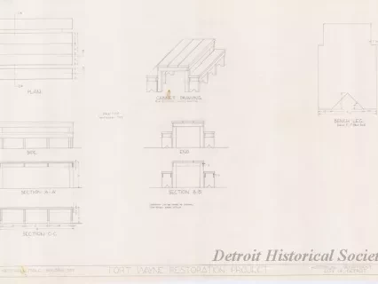 Drawing, Technical - Civil War Mess Hall Table - Building 507,
Fort Wayne Restoration Project