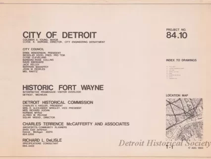 Blueprint - Historic Fort Wayne,
Interpretive Promenade - Visitor Overlook,
Detroit, Michigan.