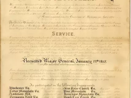 Certificate - Brevet Major General Alpheus S. Williams