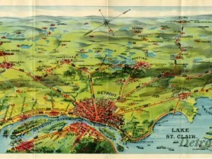 Map - Detroit United Lines.  Rides by Trolley.  Fast Electric Service between the Principal Cities of Michigan and connecting at Toledo with Ohio and Indiana Points
