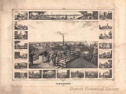 Lithograph - Detroit 1852