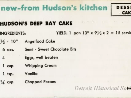 Recipe - New--From Hudson's Kitchen