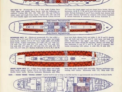 Poster - S.S. South American Deck Plans / S.S. North American Deck Plans