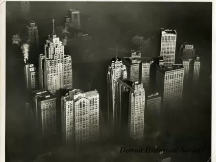 Print, Photographic - Down Town Detroit Enveloped in Fog