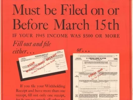 Poster - Remember...Your Income Tax Return Must be Filed on or Before March 15th If Your Income Was $500 or More
