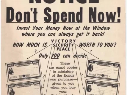 Poster - United States Treasury Notice - Don't Spend Now!"