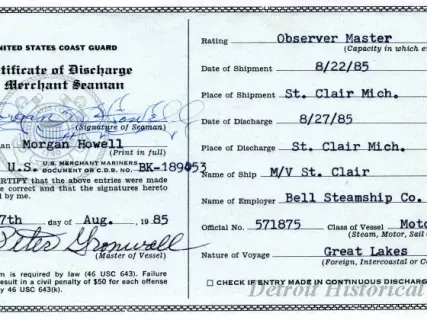 Certificate - Certificate of Discharge to Merchant Seaman