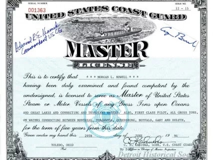 License, Occupational - United States Coast Guard Master License