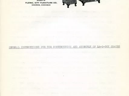 Typescript - General Instructions for the Construction and Assembly of La-Z-Boy Chairs