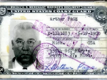 Card, Identification - U.S. Merchant Mariner's Document