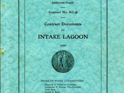 Contract - Contract No. RC-9, 
Contract Documents for Intake Lagoon, 1929