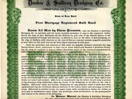 Bond - Dunbar & Sullivan Dredging Co. 
First Mortgage Registered Gold Bond