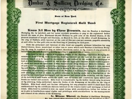Bond - Dunbar & Sullivan Dredging Co. 
First Mortgage Registered Gold Bond