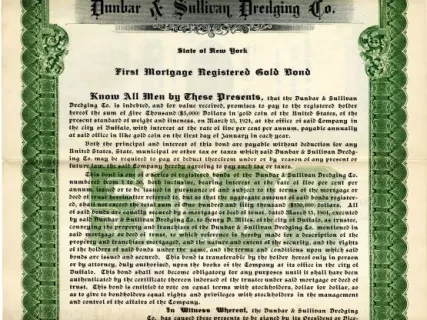 Bond - Dunbar & Sullivan Dredging Co. 
First Mortgage Registered Gold Bond