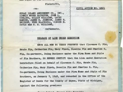 Judgment - Release of Lien Under Execution