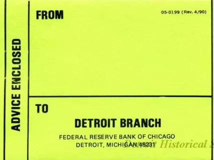 Tag, Shipping - Detroit Branch,
Federal Reserve Bank of Chicago