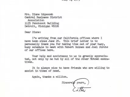 Letter - Motown Record Corporation