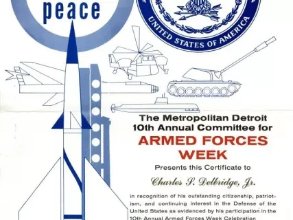 Certificate, Attendance - Metropolitan Detroit 10th Annual Committee for
Armed Forces Week