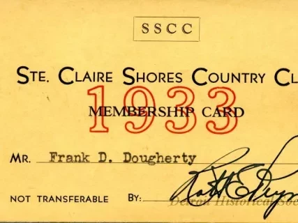 Card, Membership - Ste. Clair Shores Country Club