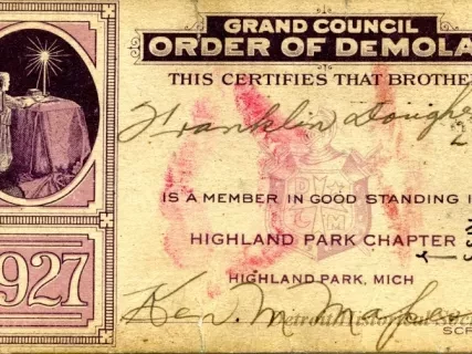 Card, Membership - Grand Council,
Order of DeMolay