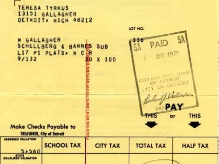 Bill, Tax - City of Detroit
General City Tax Bill