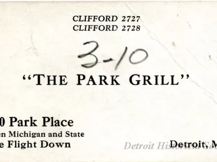 Card, Trade - The Park Grill