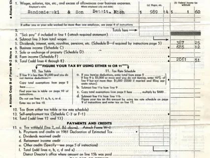 Return, Tax - U. S. Individual Income Tax Return