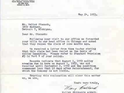 Letter - Continental Casualty Company