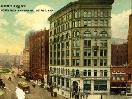 Postcard - Griswold Street (East Side), 
Looking North from Michigan Ave., Detroit, Mich.