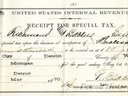 Receipt - United States Internal Revenue
Receipt for Special Tax