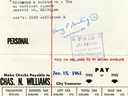 Bill, Tax - City of Detroit
General City Tax Bill