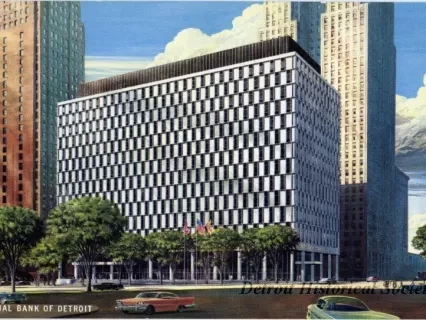 Postcard - National Bank of Detroit.