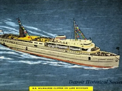 Postcard - SS Milwaukee Clipper on Lake Michigan