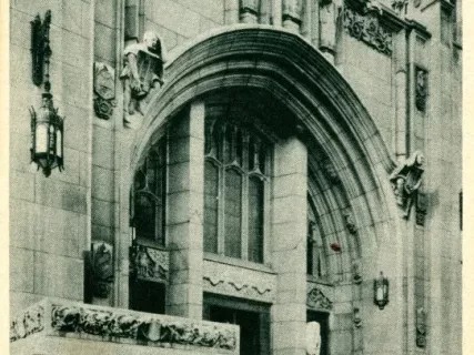 Postcard - Main Entrance to Masonic Temple, Detroit