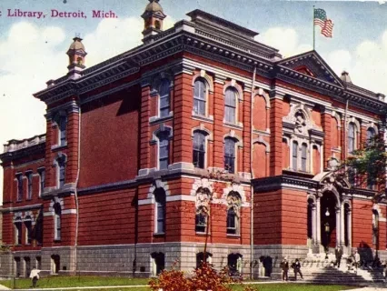 Postcard - Public Library, Detroit, Mich.