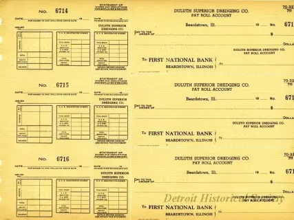 Check, Bank - Duluth Superior Dredging Company