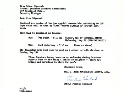 Letter - Karl G. Behr Advertising Agency, Inc.