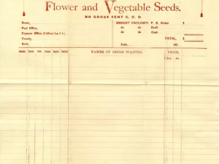 Form, Order - D.M. Ferry & Co.'s Order Sheet of Flower and Vegetable Seeds