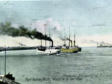 Postcard - Port Huron, Mich., Mouth of St. Clair River