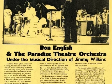 Release, News - Ron English & the Paradise Theatre Orchestra 
Under the Direction of Jimmy Wilkins