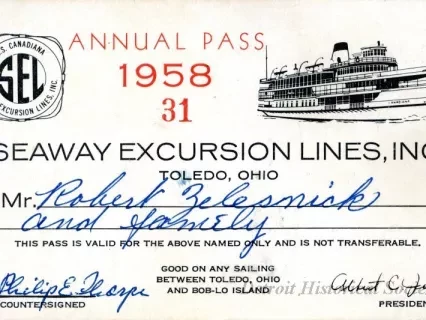Pass - Annual Pass, 1958