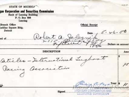 Receipt - State of Michigan
Michigan Corporation and Securities Commission