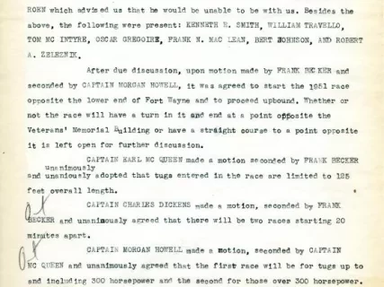 Minutes - Minutes of the Rules Committee Held at the Home of 
Captain Earl McQueen at Amherstburg, Ontario, Monday, January 29, 1951