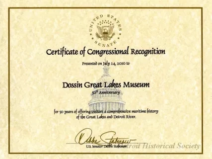 Certificate, Commemorative - Certificate of Congressional Recognition