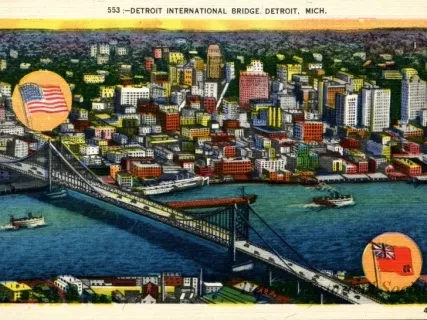 Postcard - 553: -Detroit International Bridge, Detroit, Mich.