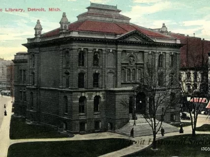 Postcard - Public Library, Detroit, Mich.