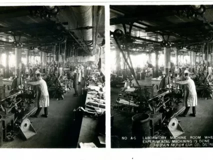 Stereograph - Laboratory Machine Room Where All Experimental Machining Is Done, Hudson Motor Car Co, Detroit, USA