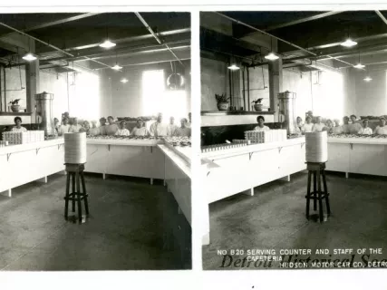 Stereograph - Serving Counter And Staff Of The Hudson Cafeteria, Hudson Motor Car Co, Detroit, USA