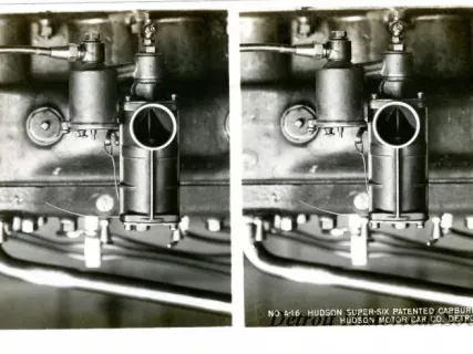 Stereograph - Hudson Super-Six Patented Carburetor, Hudson Motor Car Co, Detroit, USA
