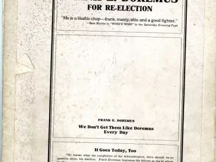 Booklet - Congressman Frank E. Doremus For Re-Election